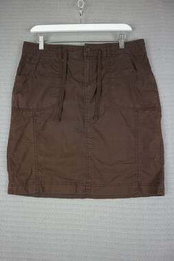 Cleo Brown Utility Skirt Drawstring Casual Pockets Size 6